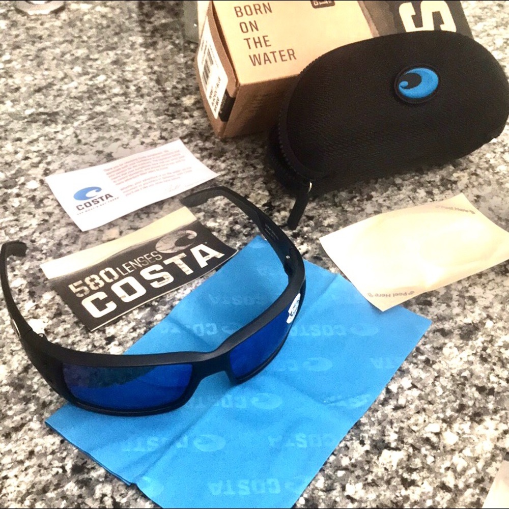 NWT Costa Sunglasses Permit 580G Black/Blue Lenses